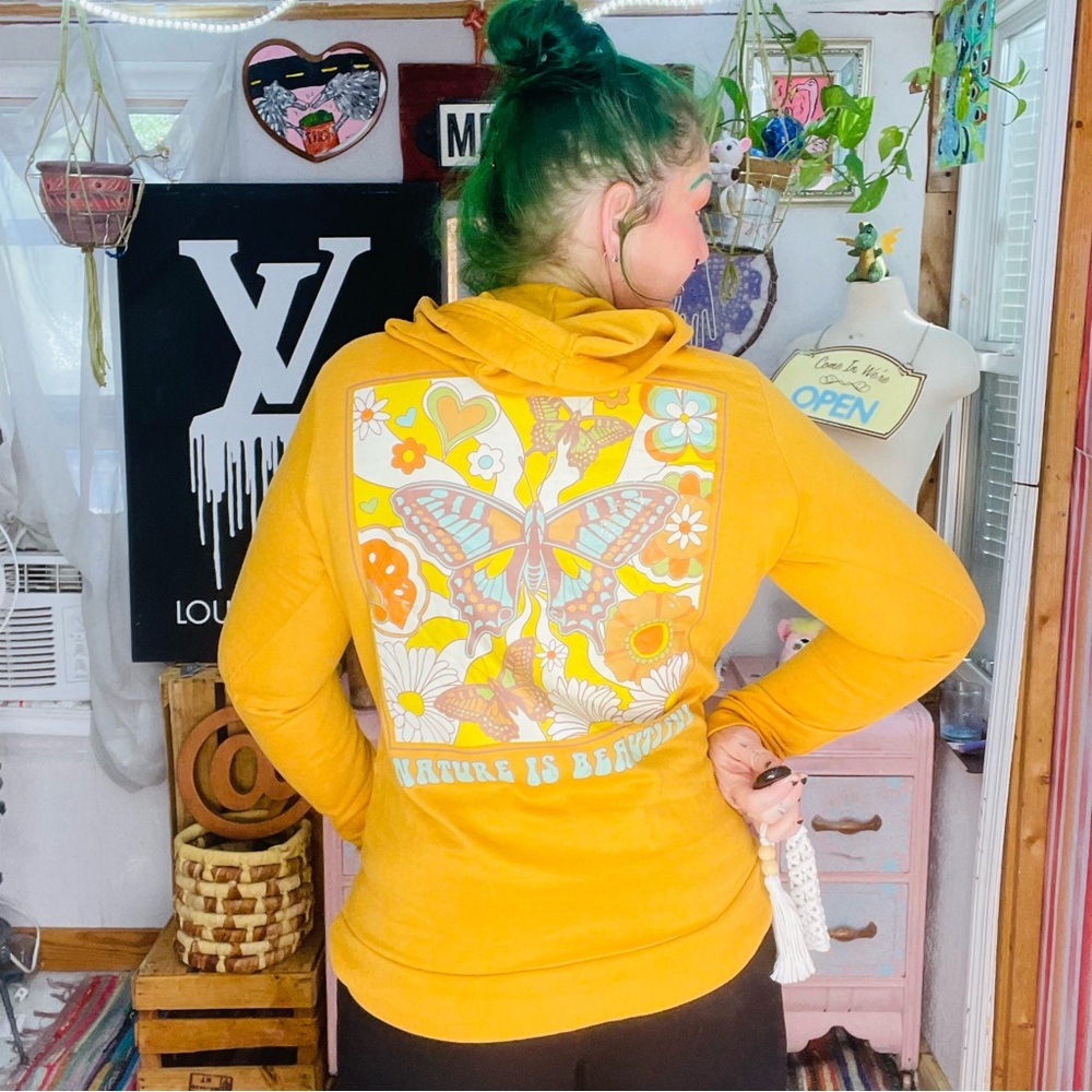 Chemistry Yellow Gold Long Sleeve Hoodie Size Small - Picture 4 of 14